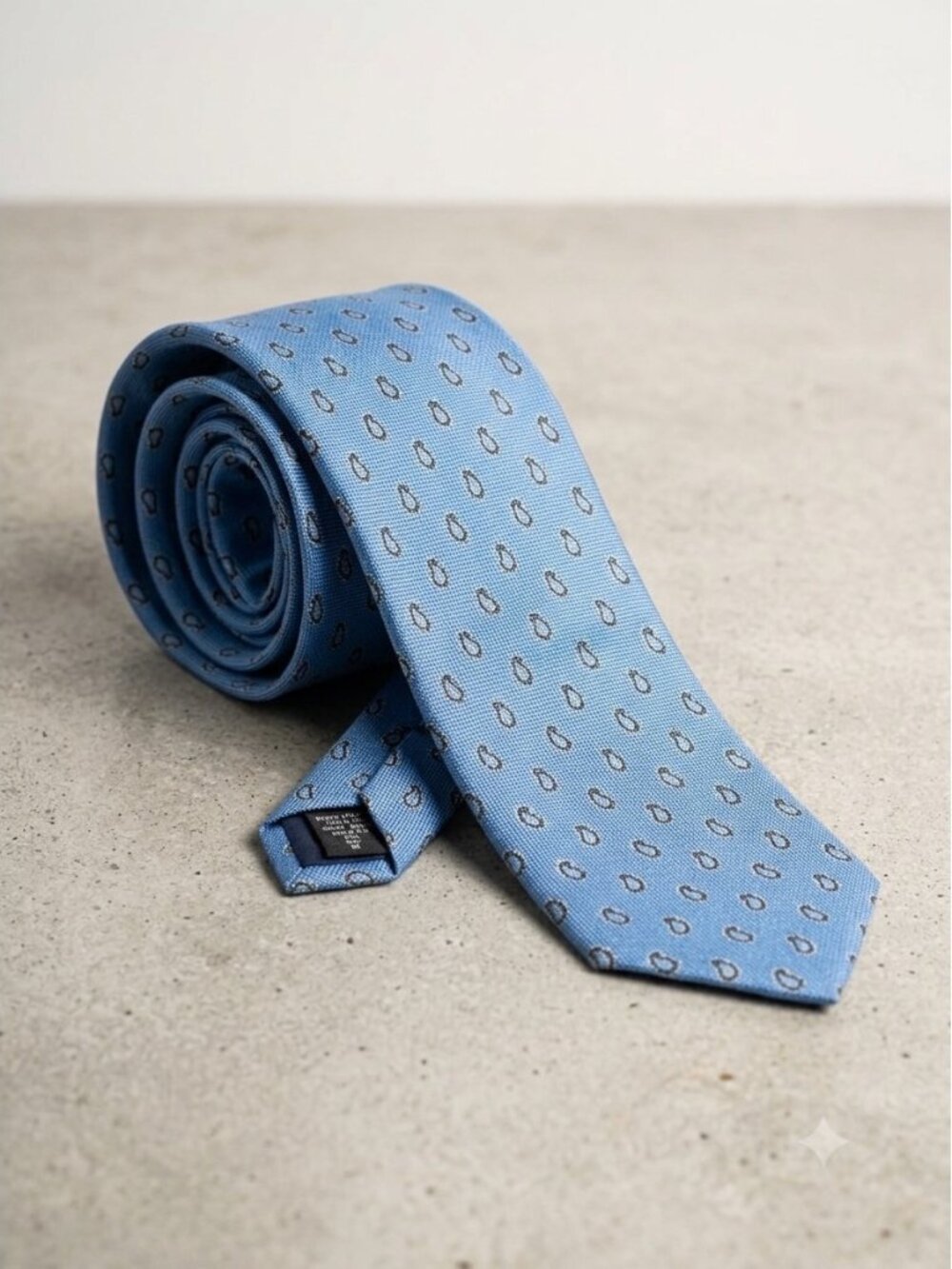 Ermenegildo Zegna Silk Tie Paisley Light Blue Italian Luxury Business Necktie
